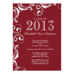 Elegant Maroon White Graduation Party Invitation