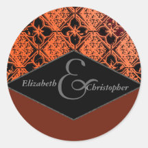 Elegant Metallic Copper Round Wedding Stickers