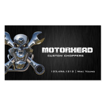 Elegant Metalwork Skull and Wrench Business Cards
