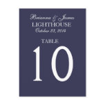 Elegant Midnight & White Wedding Table Number Card