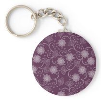 Elegant Modern Purple Floral 2 Keychain
