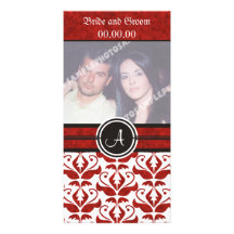 Elegant Monogram Damask Save The Date  Photo Cards