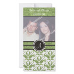 Elegant Monogram Damask Save The Date  Photo Cards