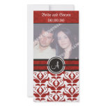 Elegant Monogram Damask Save The Date  Photo Cards