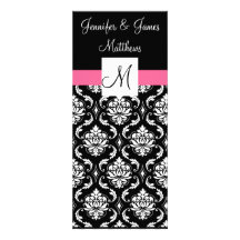 Elegant Monogram Damask Wedding Church Programs Custom Invite
