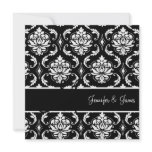 Elegant Monogram Damask Wedding Invitation Black