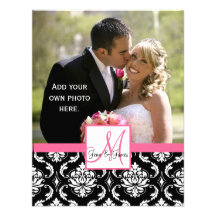 Elegant Monogram Damask  Wedding Photo Thank You Custom Announcements
