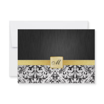 Elegant Monogram Damask Wedding RSVP Card Custom Invitations