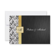 Elegant Monogram Damask Wedding RSVP Card Custom Announcements