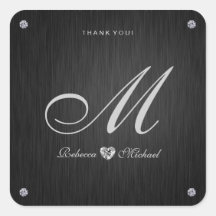 Elegant Monogram Diamond Themed Thank You Sticker