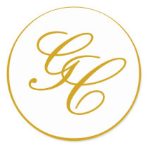 Elegant Monogram Gold and White Wedding Sticker