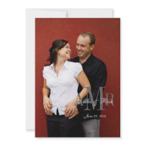 Elegant Monogram Photo Wedding Invitation Back 2