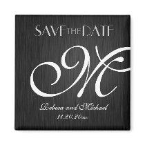 Elegant Monogram Save the Date magnets