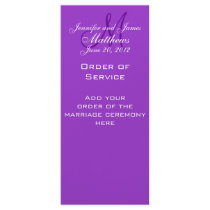 Elegant Monogram Wedding Church Programs Purple Rack Card Design