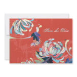 Elegant Mum in Red Floral Wedding Save the Date Custom Invitation