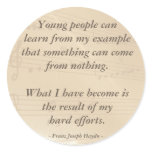Elegant Music Teacher Haydn Quote Round Sticker