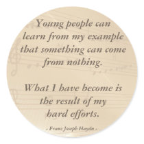 Elegant Music Teacher Haydn Quote Round Sticker