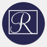 Elegant Navy Monogram Wedding Favour Labels Stickers