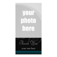 Élégant noir/bleu "Merci " Cartes Avec Photo