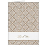 Elegant Nougat Damask Thank You Card