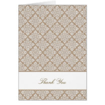 Elegant Nougat Damask Thank You Card cards