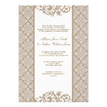 Elegant Nougat Damask Wedding Invitation invitations
