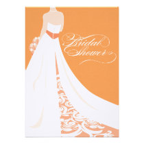 Elegant Orange Bridal Shower Invitation invitations