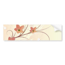 elegant orange flowers swirl design bumper stickers