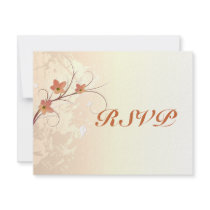 elegant orange flowers swirl design announcement