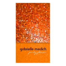 Elegant Orange Glitter Party Planer Business Card