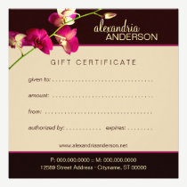 Elegant Orchid Gift Certificate invitations