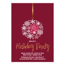 Elegant Ornament Christmas Party Invite-ruby red