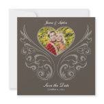 Elegant Ornamental Photo Heart Save the Date Personalized Invitations