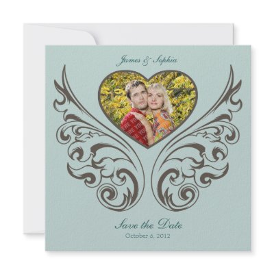 Elegant Ornamental Photo Heart Save the Date Personalized Announcement by mazarakes