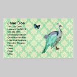 Elegant Painted Peacock Mint Julep Damask Card business cards