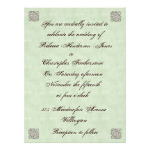 Elegant Pale Green Vintage Wedding Invitation