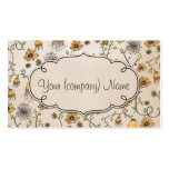 Elegant pattern flowers yellow/beige business card template