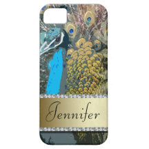 Elegant Peacock Design Faux Jewels iPhone Case