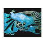 ELEGANT PEACOCK IN BLUE BLACK TEAL POSTCARD