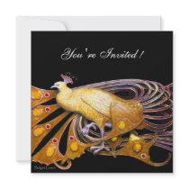 ELEGANT PEACOCK IN YELLOW AND BLACK ANNOUNCEMENTS