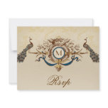 Elegant Peacock Monogram Vintage Wedding RSVP Card Personalized Invites