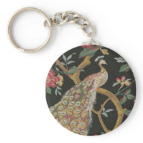 Elegant Peacock On Black Key Chain