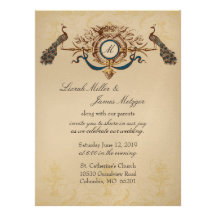 Elegant Peacock Wedding Invitation