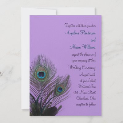 Elegant Peacock Wedding Invitation purple by prettyfancyinvites