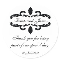 Elegant Personalized Thank You Wedding Sticker