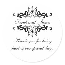 Elegant Personalized Thank You Wedding Stickers
