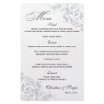 Elegant Pewter Floral Wedding Menu