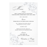 Elegant Pewter Floral Wedding Menu Personalized Stationery
