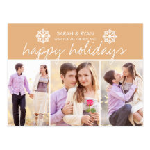 Elegant Photo Happy Holidays Orange Postcard