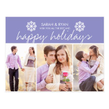 Elegant Photo Happy Holidays Purple Postcard